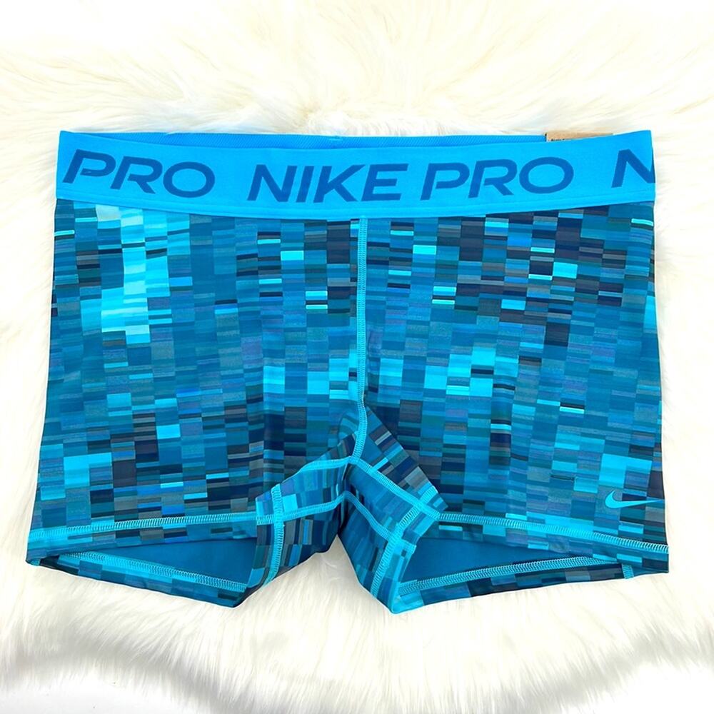 Nike Pro Dri-Fit Tight Fit Mid Rise Shorts 3" - Blue Multi - New with tags